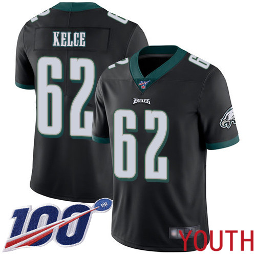 Youth Philadelphia Eagles #62 Jason Kelce Black Alternate Vapor Untouchable NFL Jersey Limited Player Season